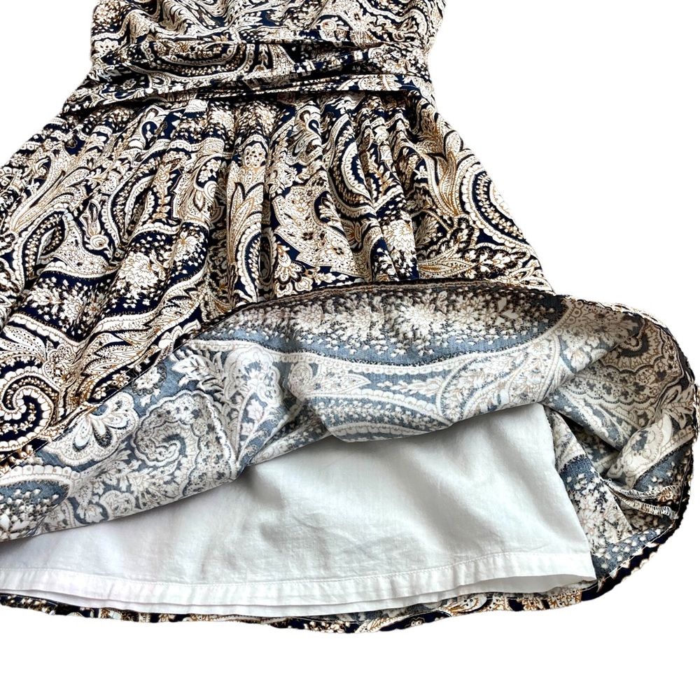 J Crew Women’s navy gold cream paisley print Cecelia dress - Sz 2 - Picture 5 of 11